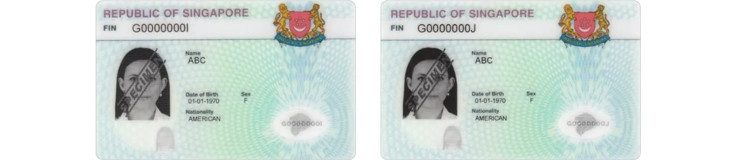 Singapore Dependant’s Pass and Long Term Visit Pass samples